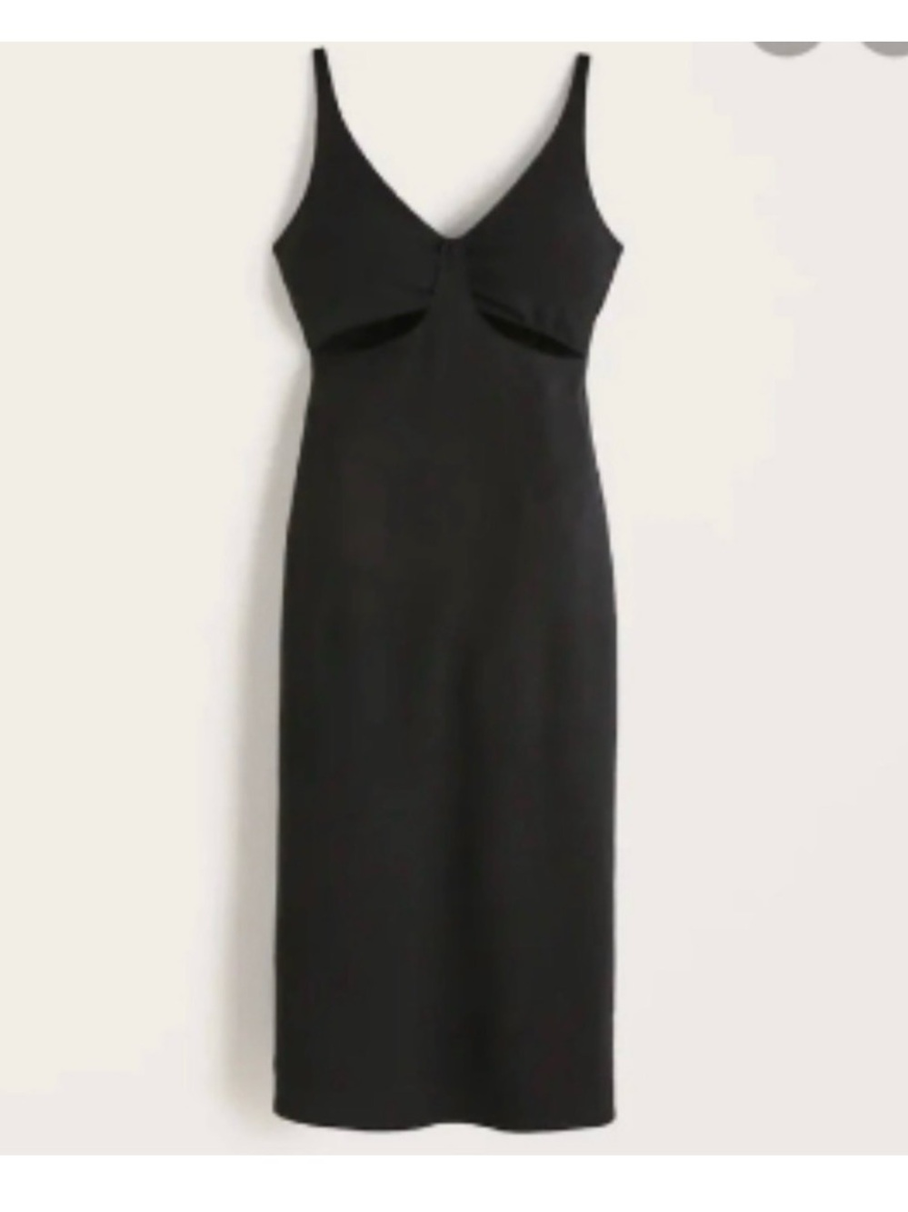 Abercrombie & Fitch Black Midi Slip Dress with V-Neck